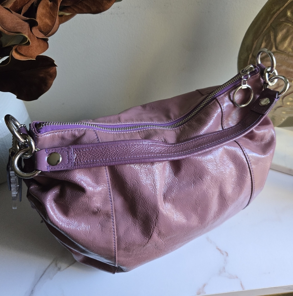 GUC Vintage Coach Poppy Jazzy Pink Patent Leather Shoulder Hobo Bag - Picture 4 of 13